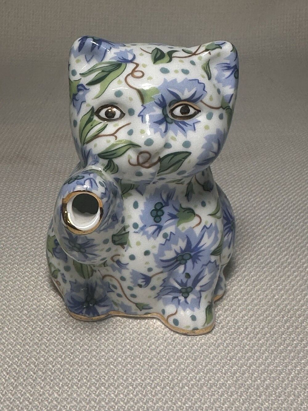 CHINTZ AINSLEY TWO'S COMPANY Blue Floral Ceramic Tea Pot Kitty EUC Gold Trim
